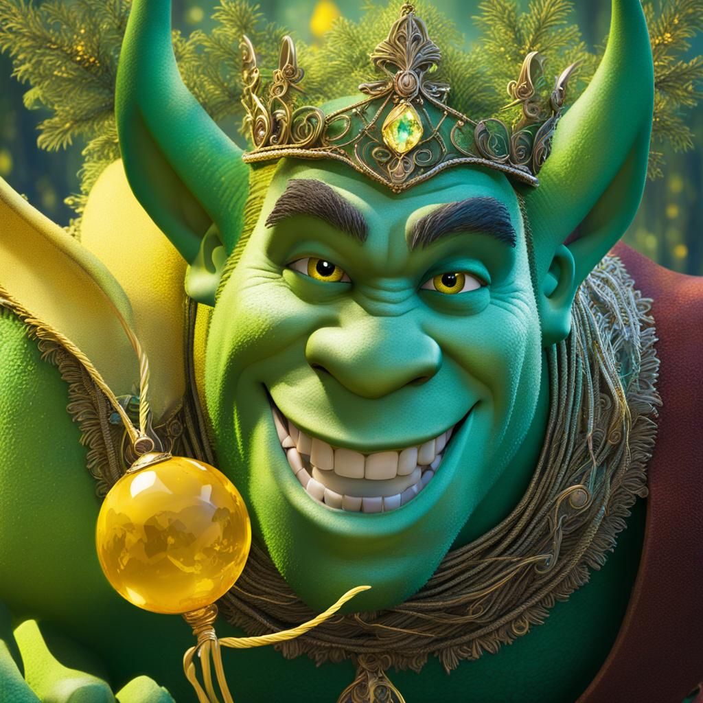 (magic Shrek smiles with hi...