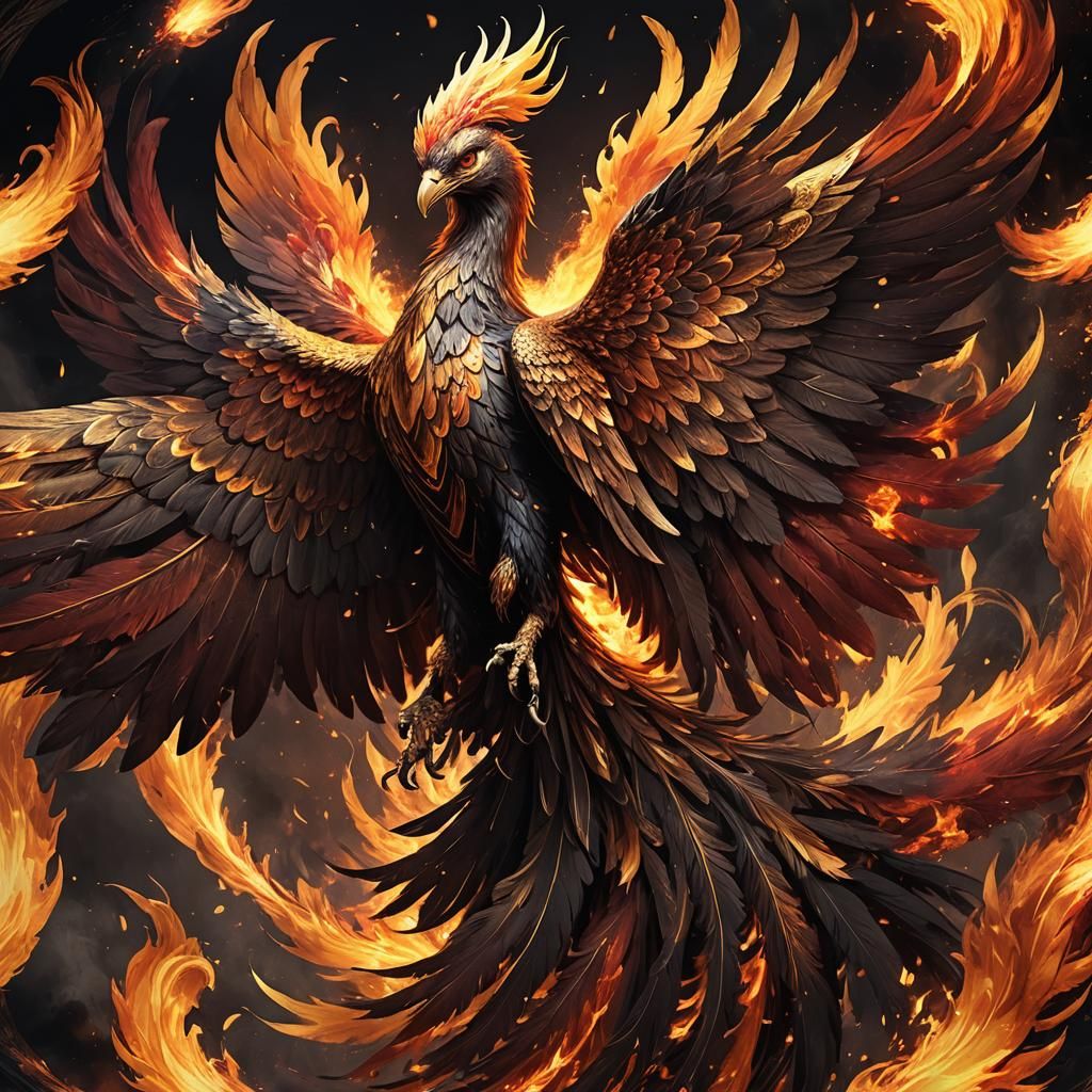 Majestic Phoenix in Flames Fantasy Concept Art