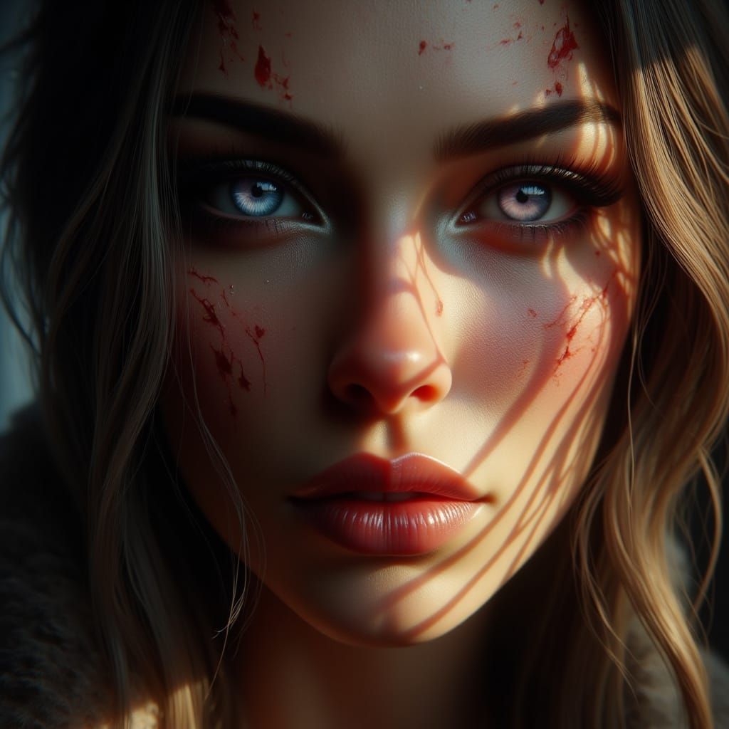 Shy Woman Portrait in Digital Painting Style