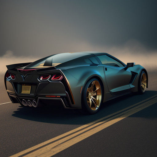 24K Gold Corvette Dominates a Misty Highway in Cyberpunk Sty...