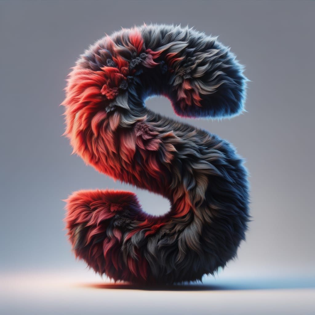 Fur-Covered Letter S with Color Gradient