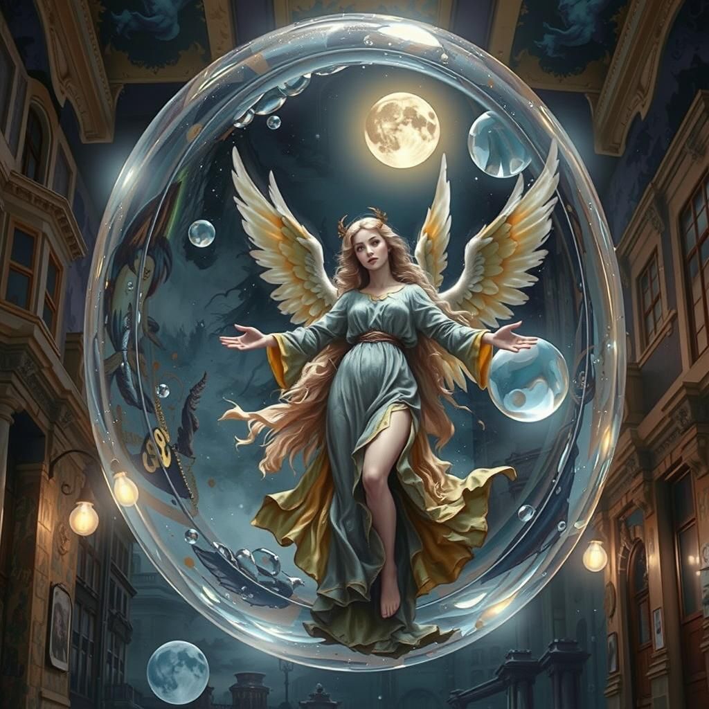 Multi-Dimensional Angel in Crystal, Graffiti Art Style