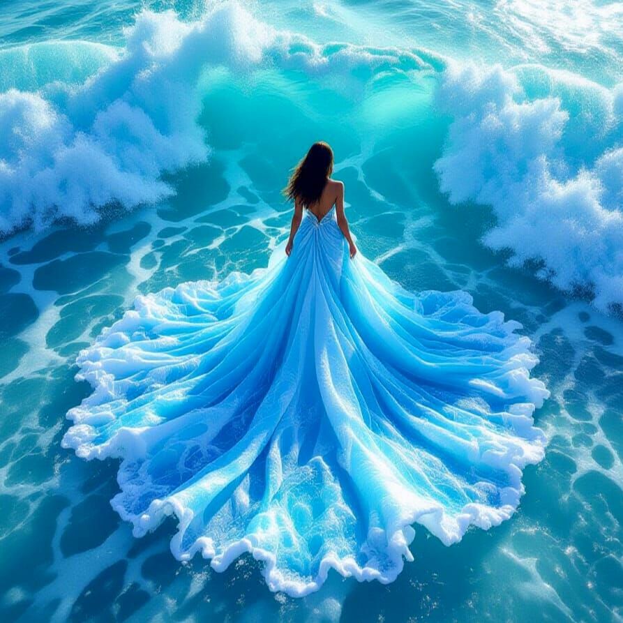 Ocean Wave Dress: A 3D Fashion Fantasy