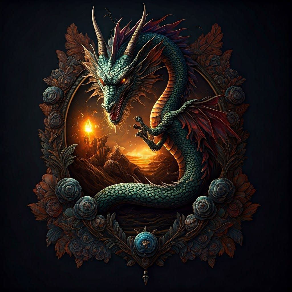 Magical Dragon in Eclectic Art Style