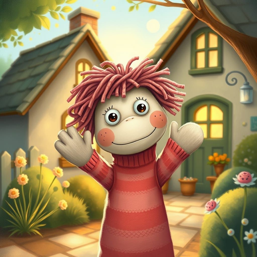 Sock Puppet Greets You At Sunlit Cottage
