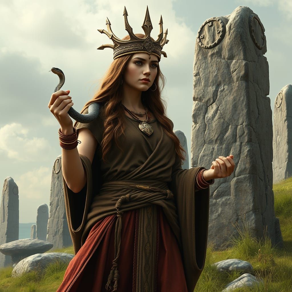 Ancient Goddess Surrounded by Megalithic Wonders