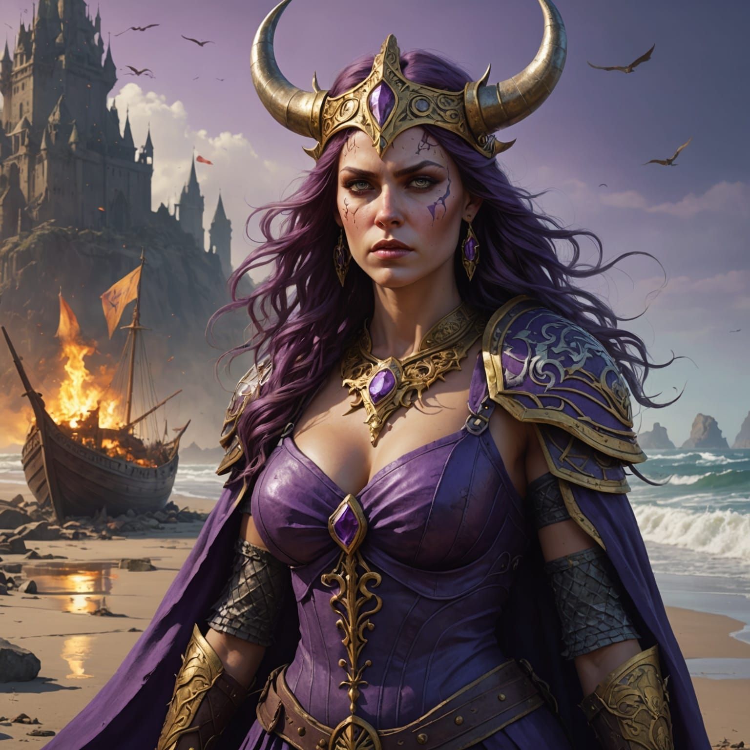 Satanic Viking Princess on War-Torn Beach