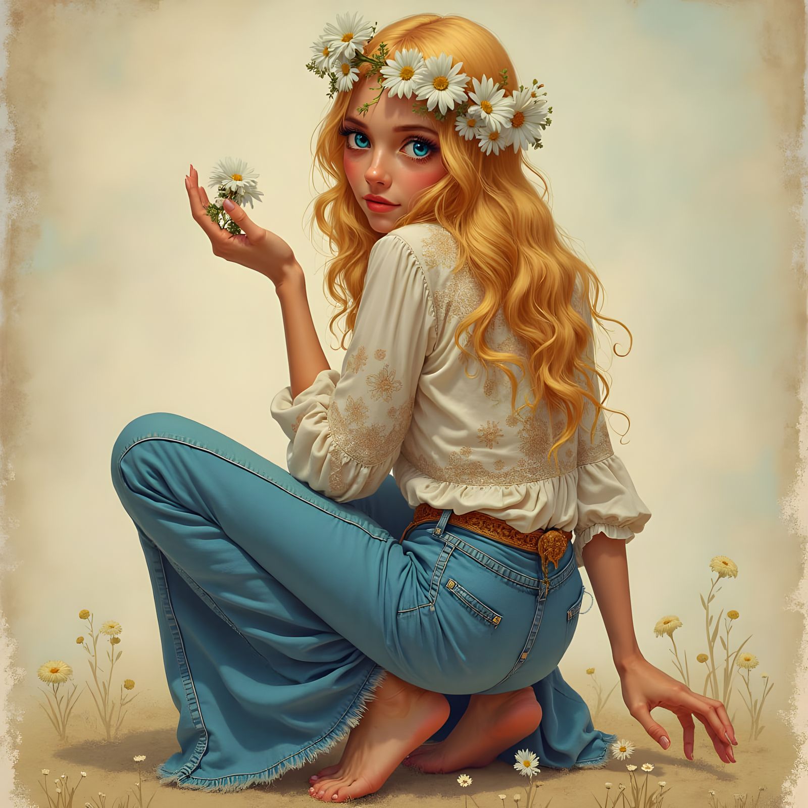 Dreamy Hippie Goddess with Daisies