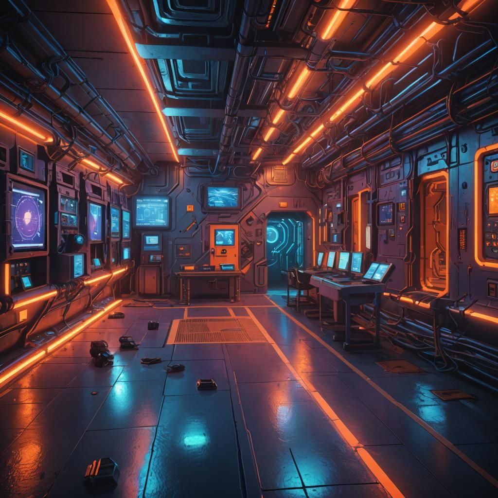 High-Tech Underground Bunker Command Center Concept Art