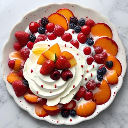 Breakfast Plate with Yogurt, Berries, and Peaches