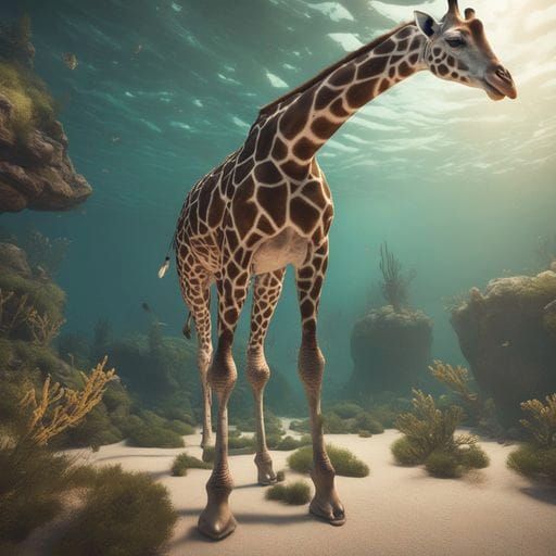 Giraffe Scuba Diving in 8K Resolution