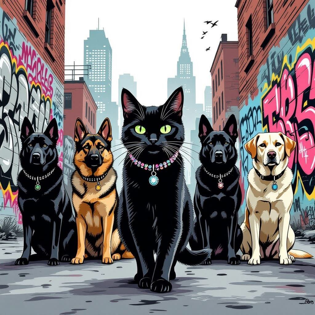 Mysterious Feline Outlaw Strolls Past Police Canine Squad