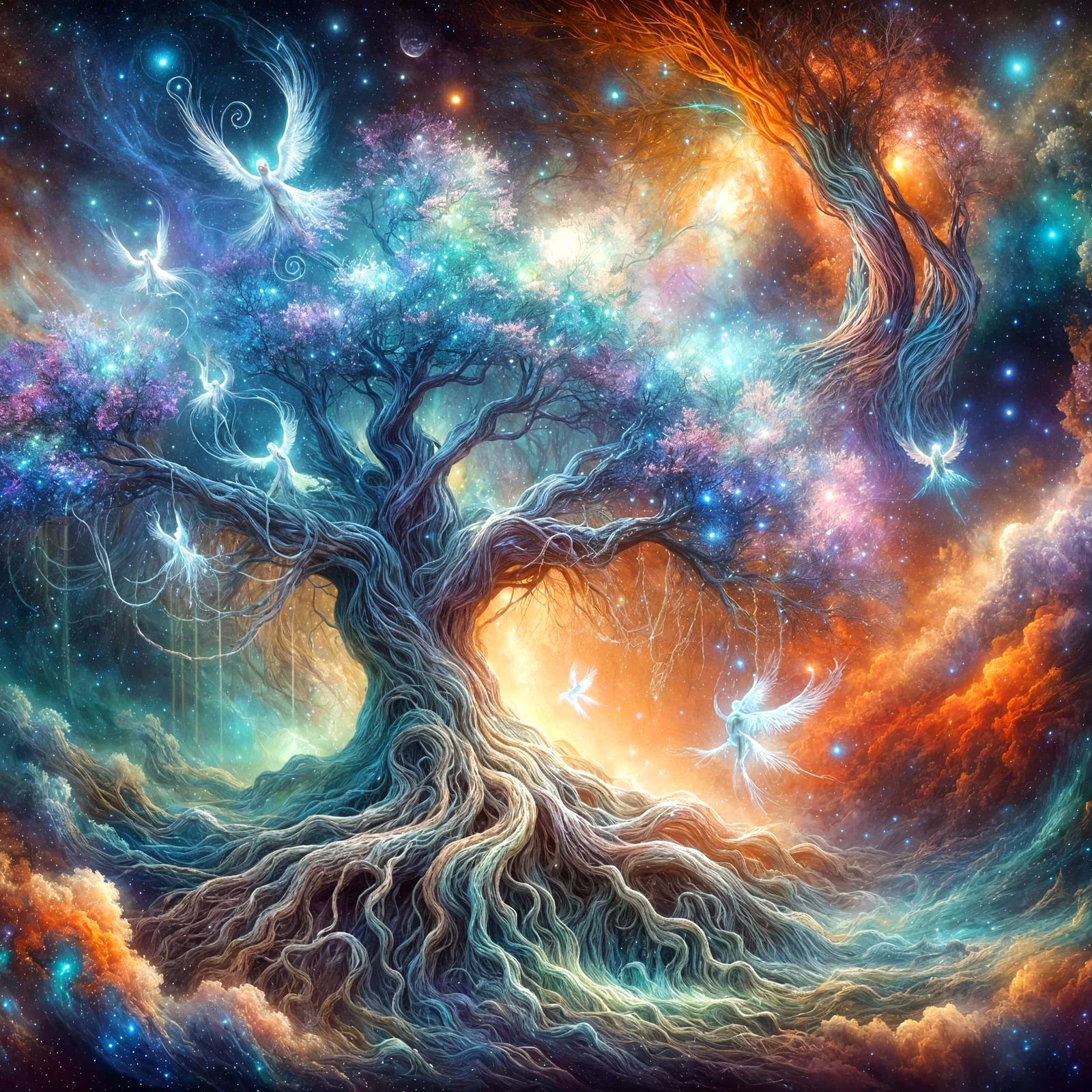 Cosmic Tree Roots in Nebulae Sky