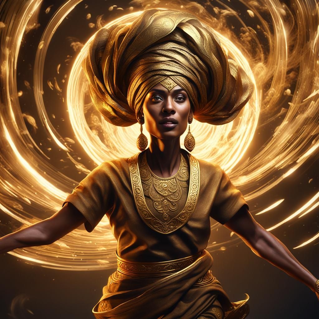 Female Genie Wind Spirit in Dark Fantasy Art