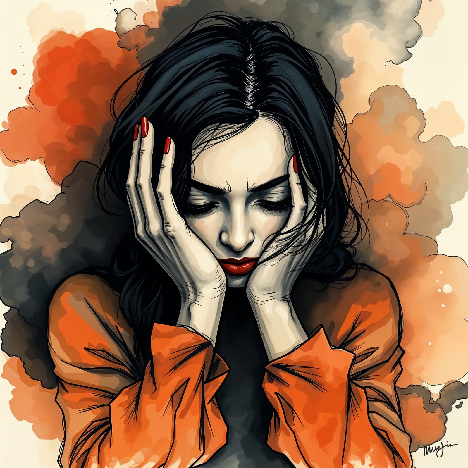 Elegant Abstract Calligraphy Masterpiece with Vibrant Pastel...