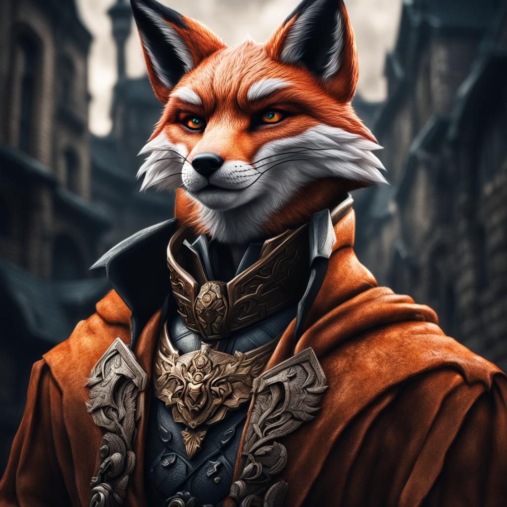 Hyperrealistic Fox Supervillain in Cinematic HDR