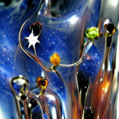 Blown Glass Galaxy Sculpture with Soft Edges