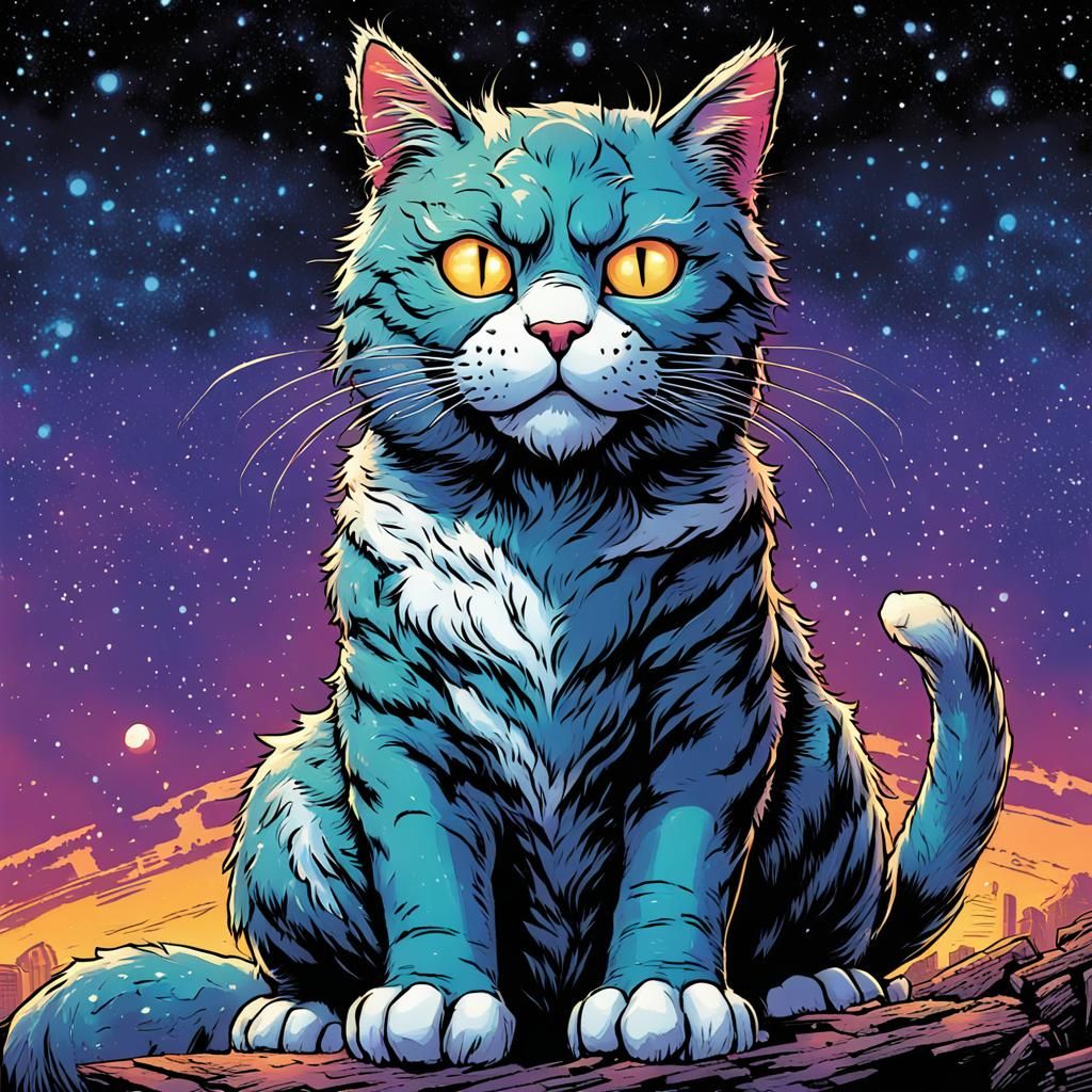 Ultra Chad Cat Comic Book Art