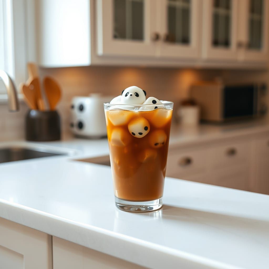 Panda Ice Coffee in Morning Light