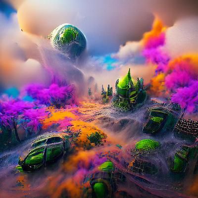 Fantastical Acid Storm in Detailed Matte Painting