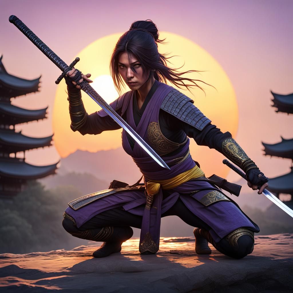 Ninja Assassin Sunset: Dark Fantasy Concept Art