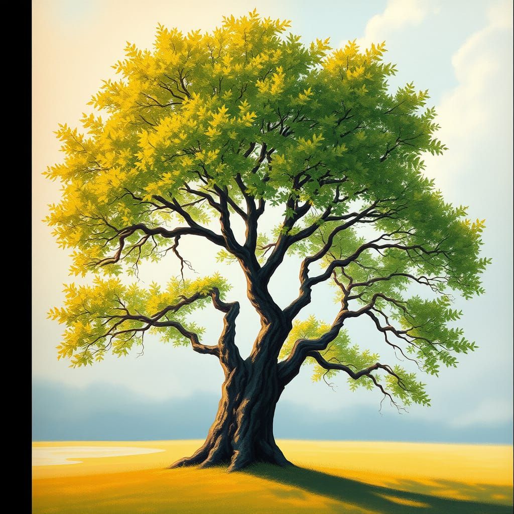 Vibrant Maple Tree in Impressionist Style