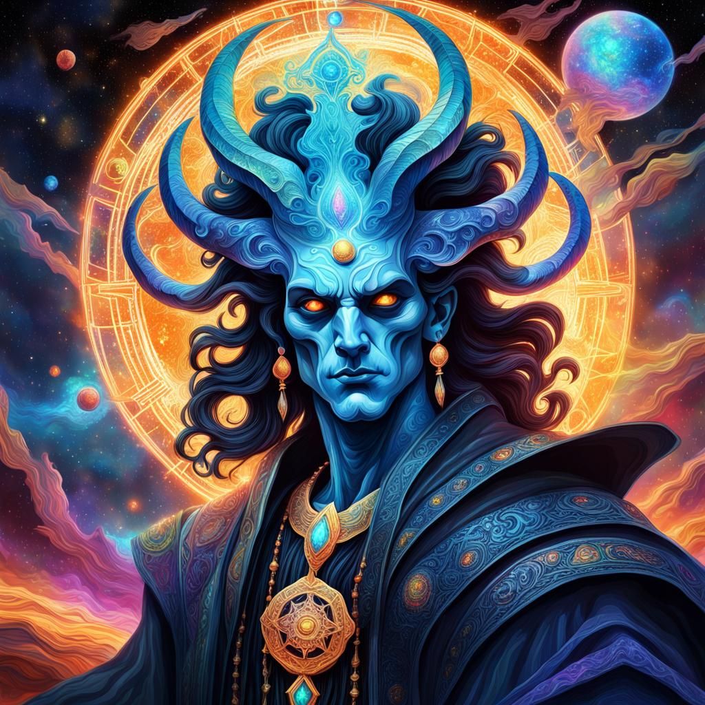 Hades in Holographic Cosmic Astral Illustration
