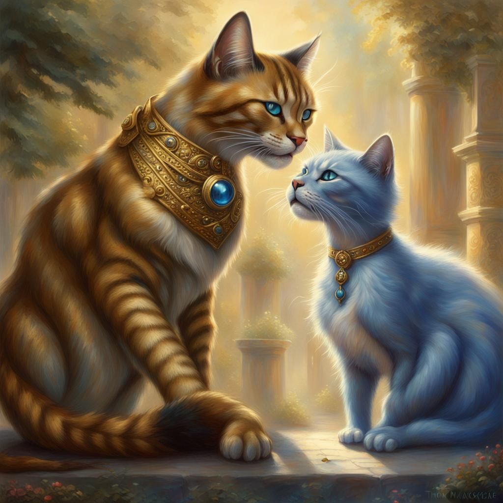 Golden Tabaxi Scolding Male in Ethereal Fantasy Style