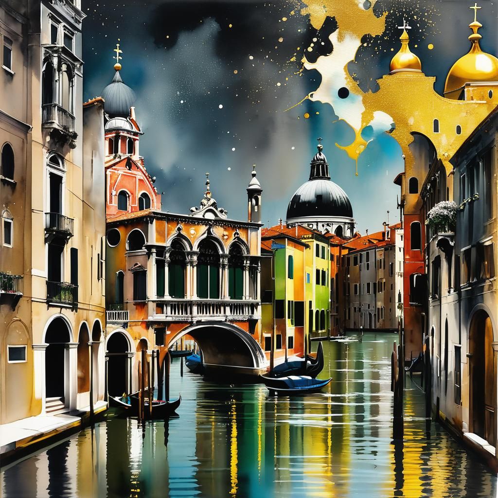 Venice Reimagined: Moody Gothic Architecture in Watercolor