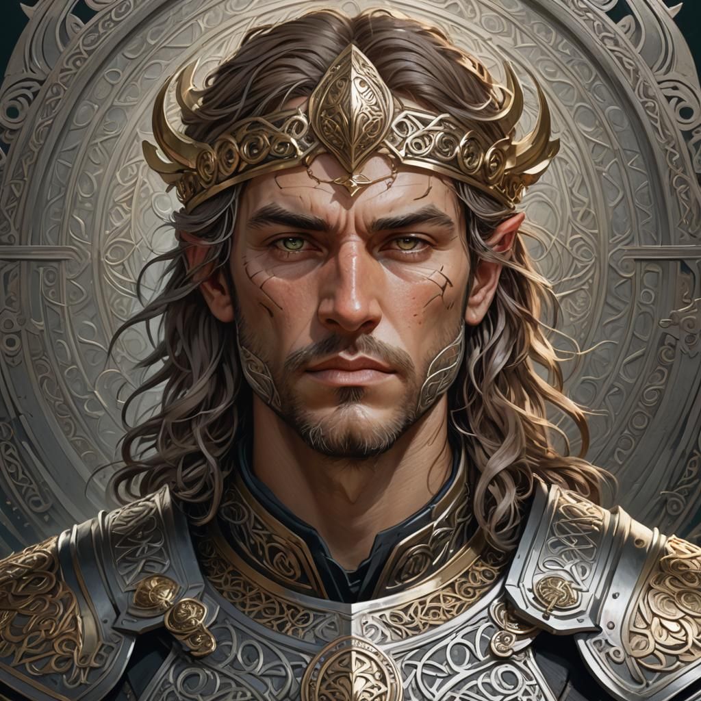 Celtic Leader Portrait in Art Nouveau Style