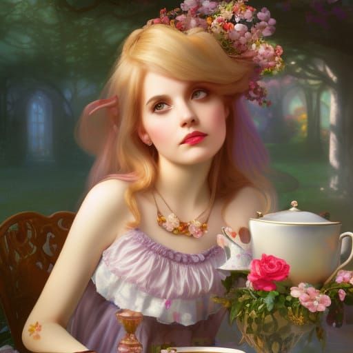 Alice's Tea Party in Art Nouveau Style