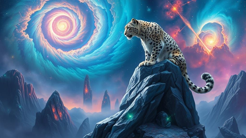Snow Leopard on Alien Planet, Fantasy Concept Art