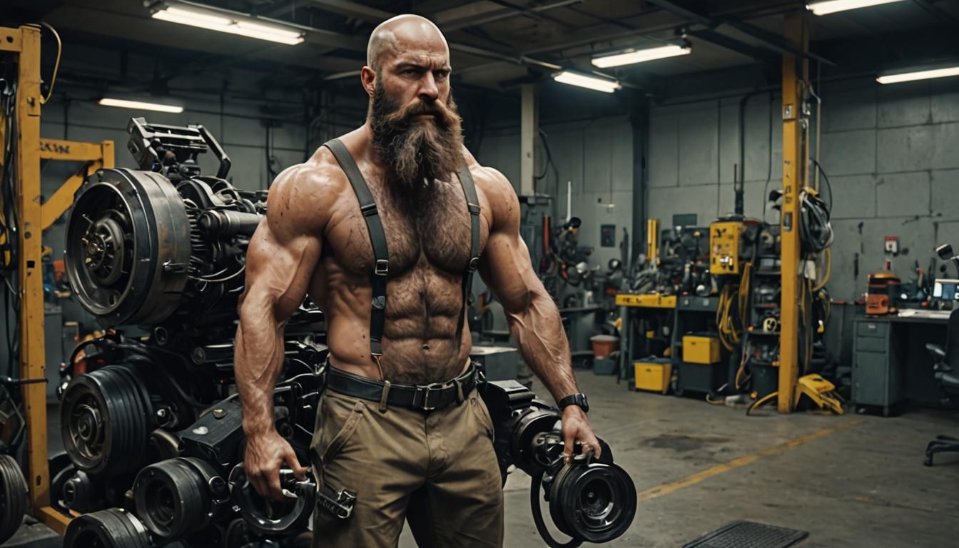 Hyperrealistic Mechanic in Cinematic Lighting