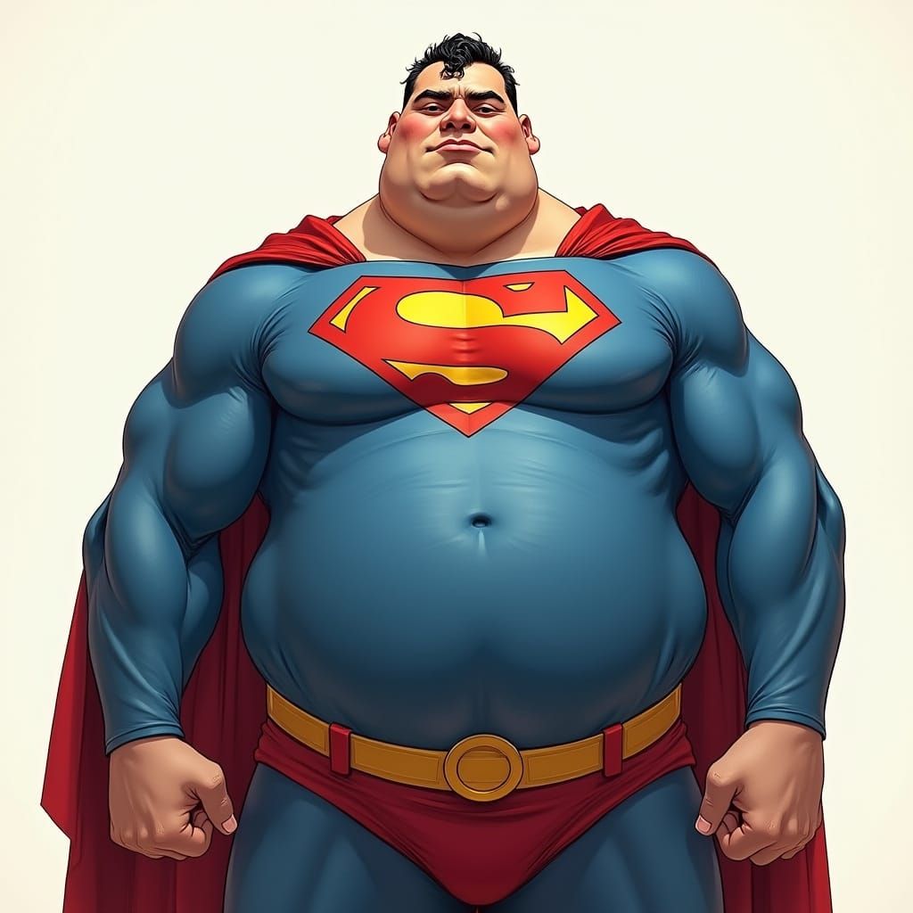 Chubby Superman in Comic Book Style