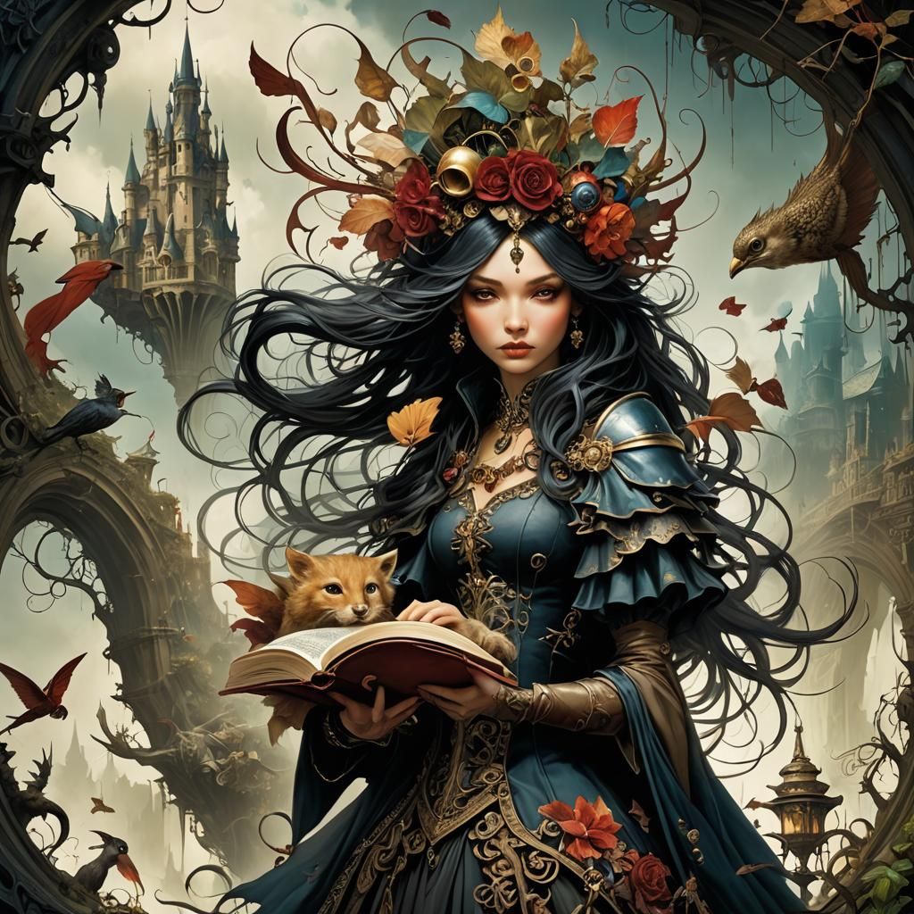 Fairytale Novel Cover Illustration in Maximalist Style