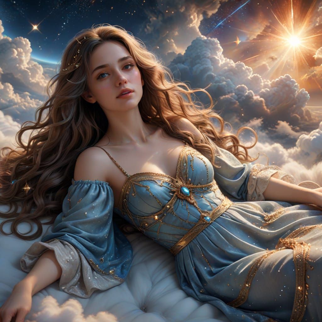 Dreamy Celestial Beauty in Digital Painting