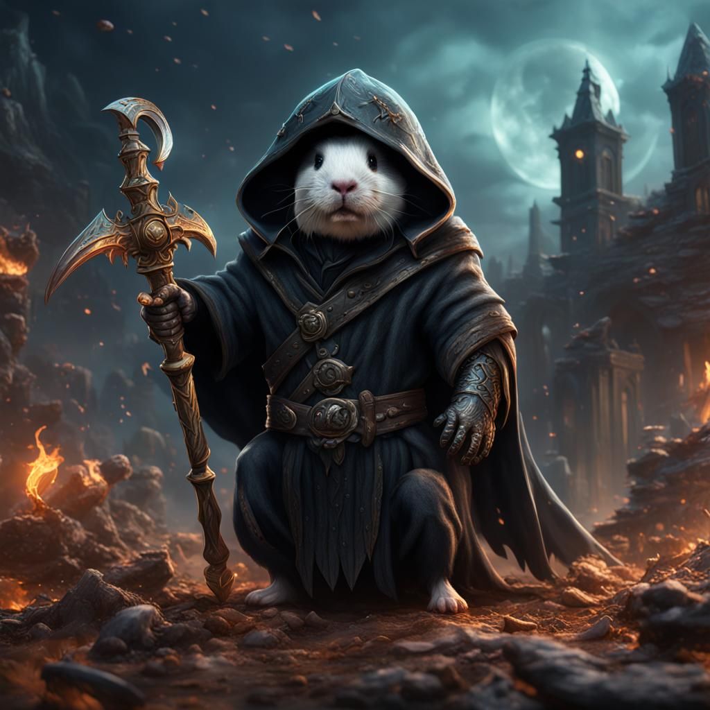 Grim Reaper Guinea Pig in Detailed Matte Painting