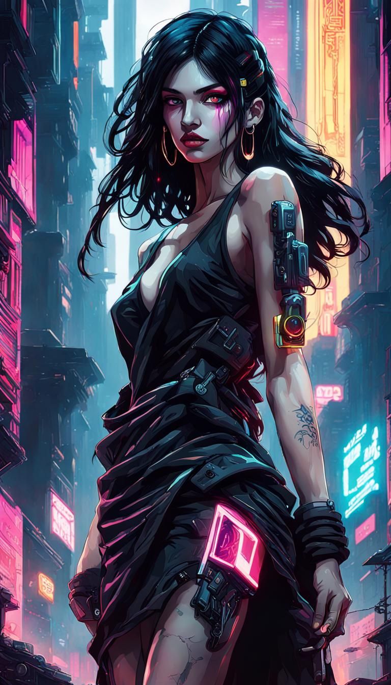 Eris: Goddess of Discord in Cyberpunk Style