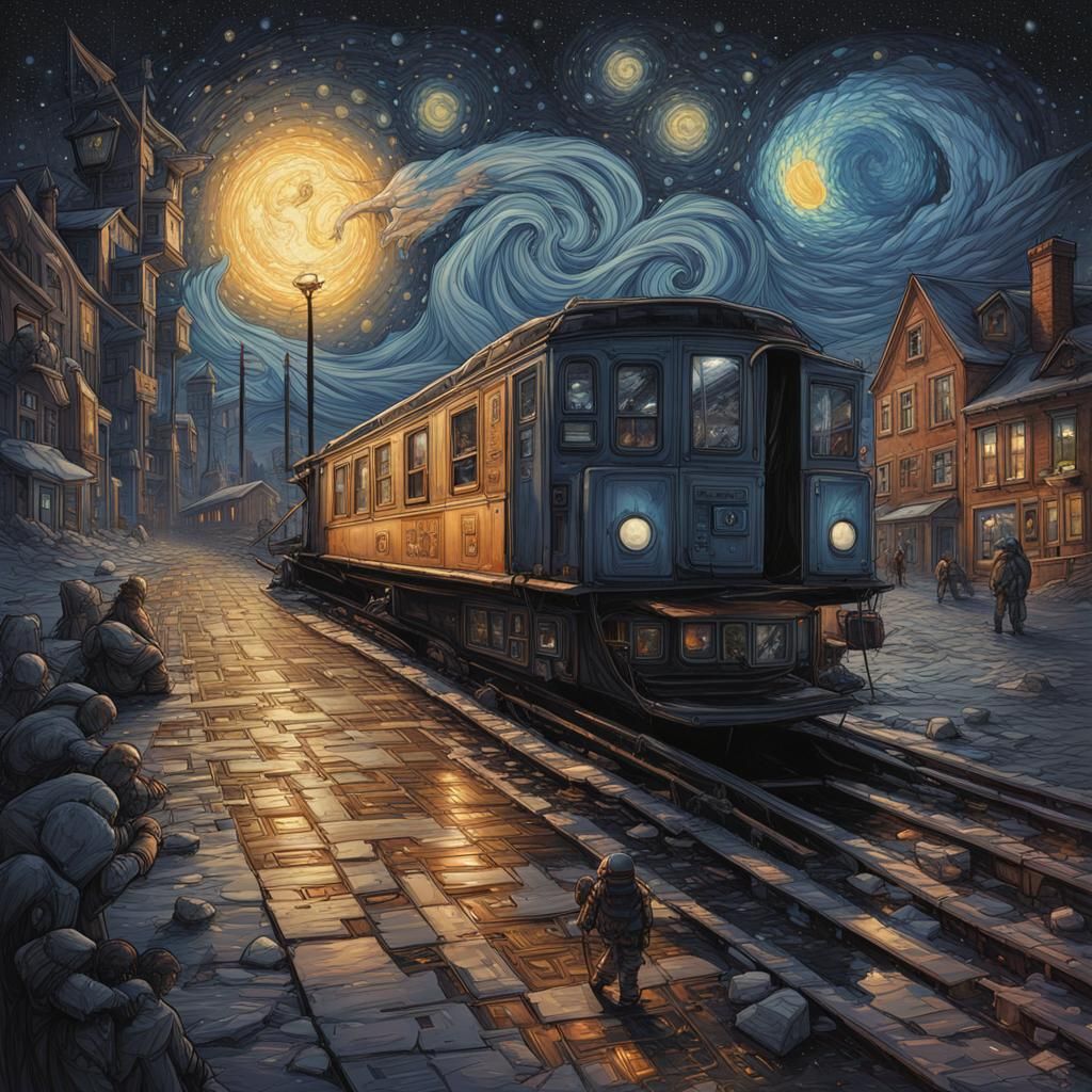 Pixel Art Starry Night in Graphic Novel Style