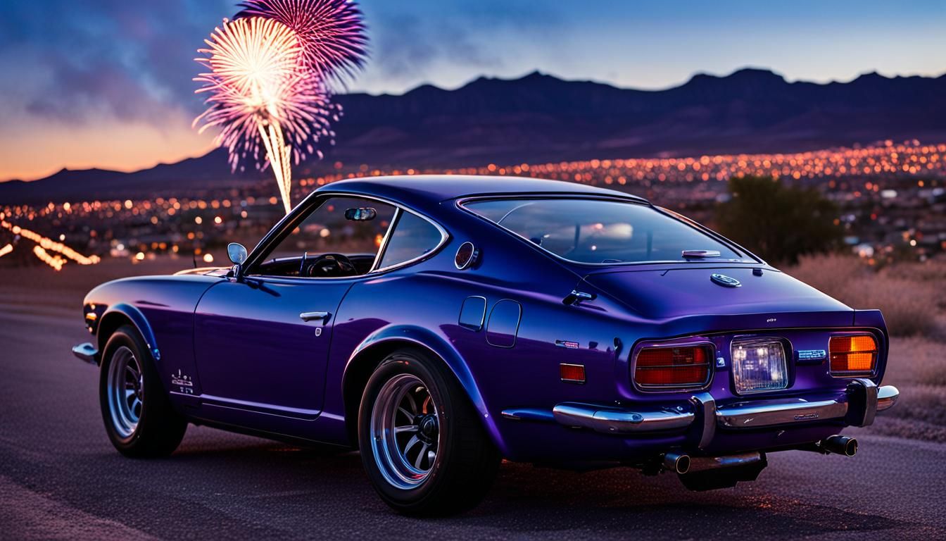 Purple Datsun 240Z at Sunset in El Paso