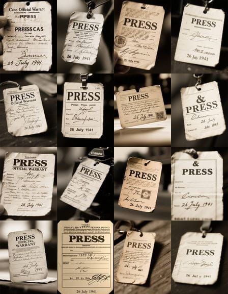 Vintage 1940s Press Pass with Serif Typography