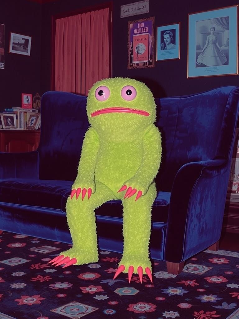 Neon Green Alien Contemplates Weekend