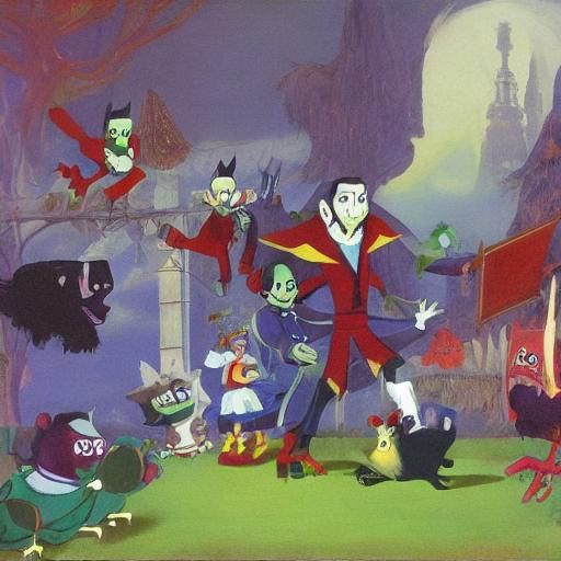 Vampire Tournament Animation Still, Art Nouveau Style