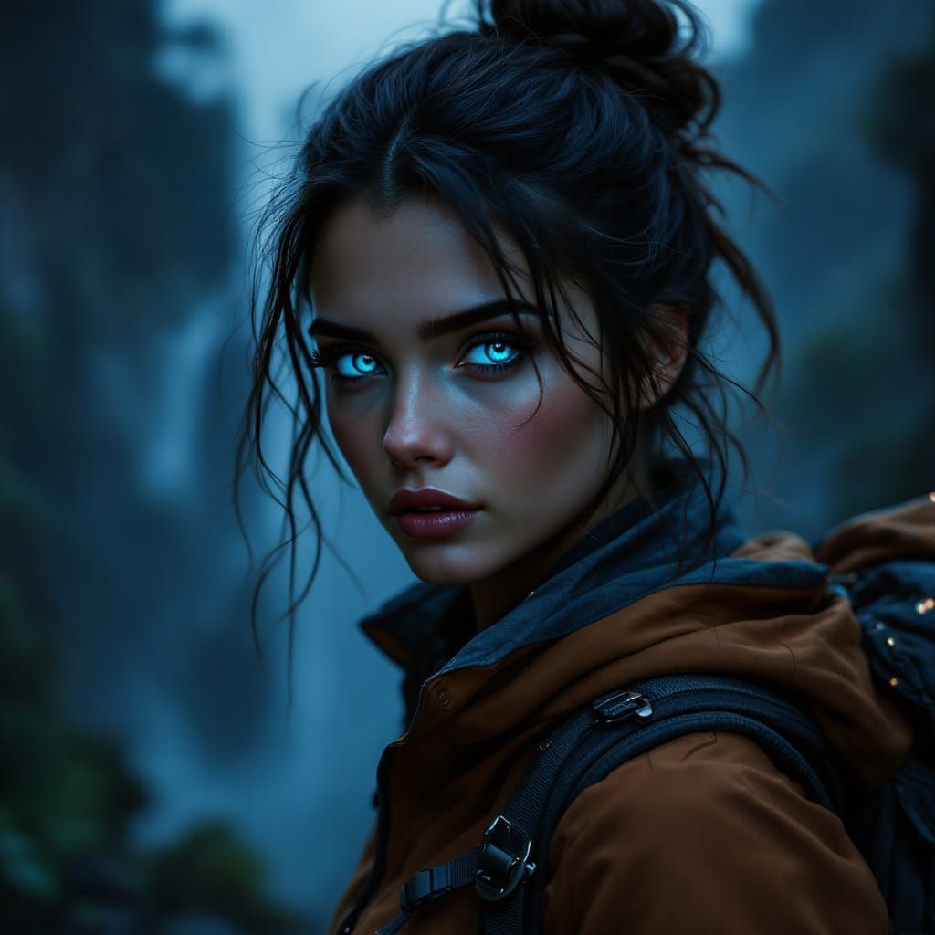 Enchanted Night Hiker Under Starlight