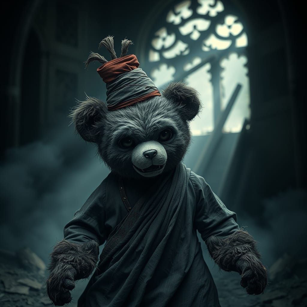 Gothic Vampire Teddy in Abandoned Arab Ruins