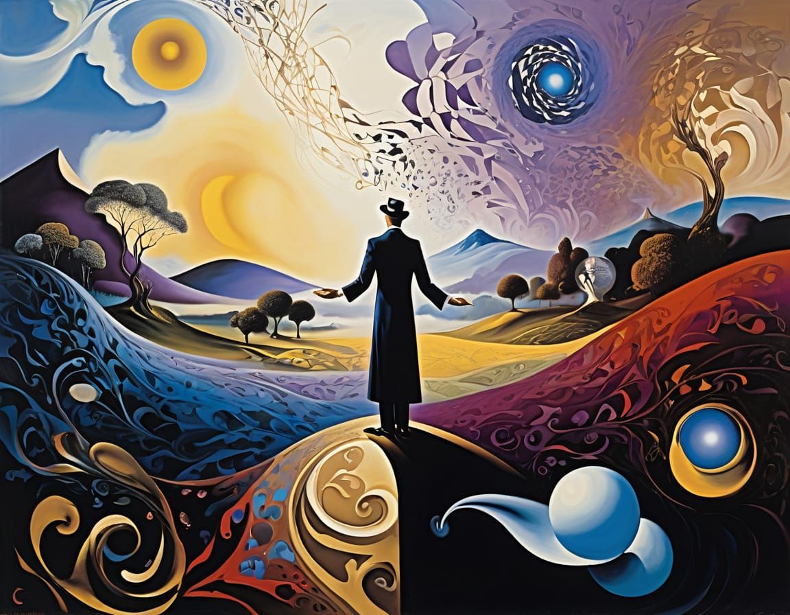 Surreal Duality Landscape in Warm Golden Hour