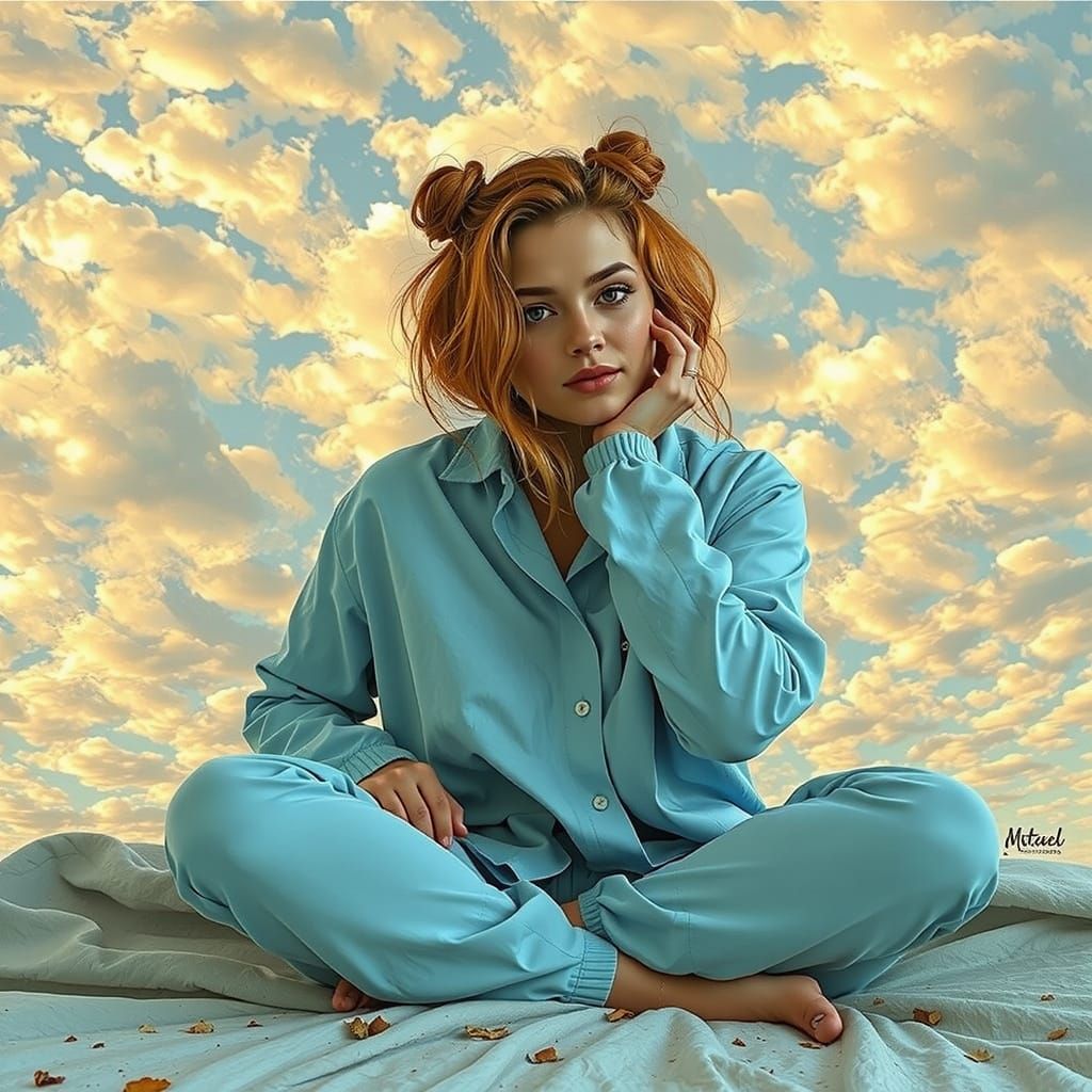 Colorful Patterns in Cloudy Sky: AI Dreamscape