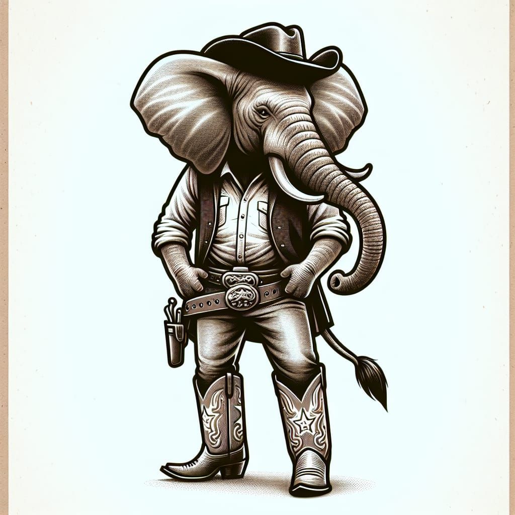 Elephant Cowboy in the Wild West