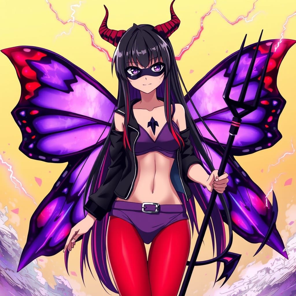 Anime Girl Controlled by Majestic Purple Butterfly in Vibran...