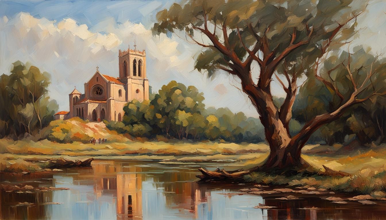 Cathedral on Island: Oil Painting by Gurney